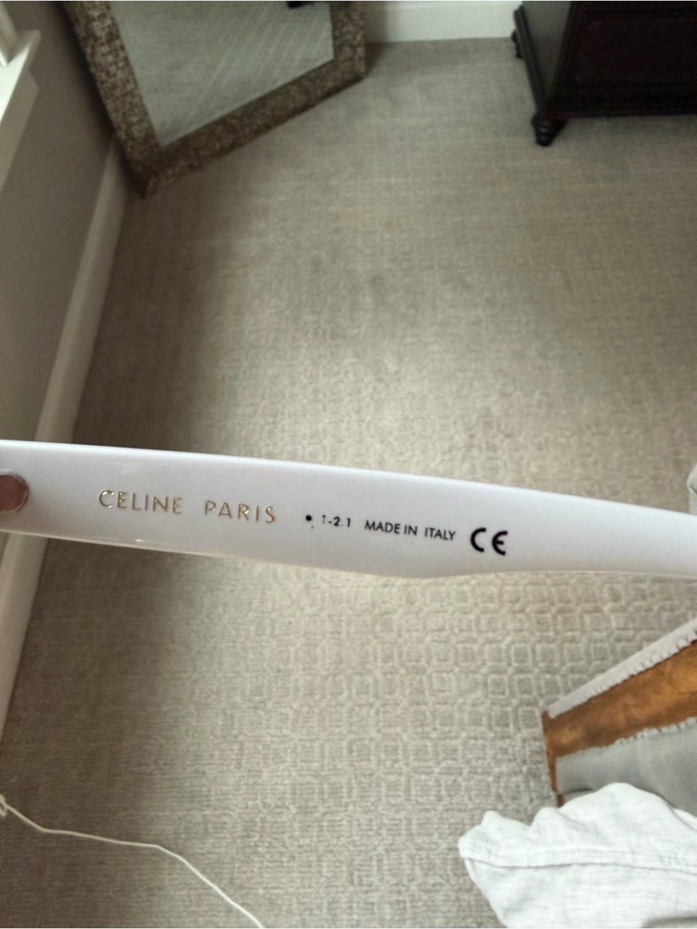 Celine White Square Sunglasses with Black Lenses - Picture 4 of 4